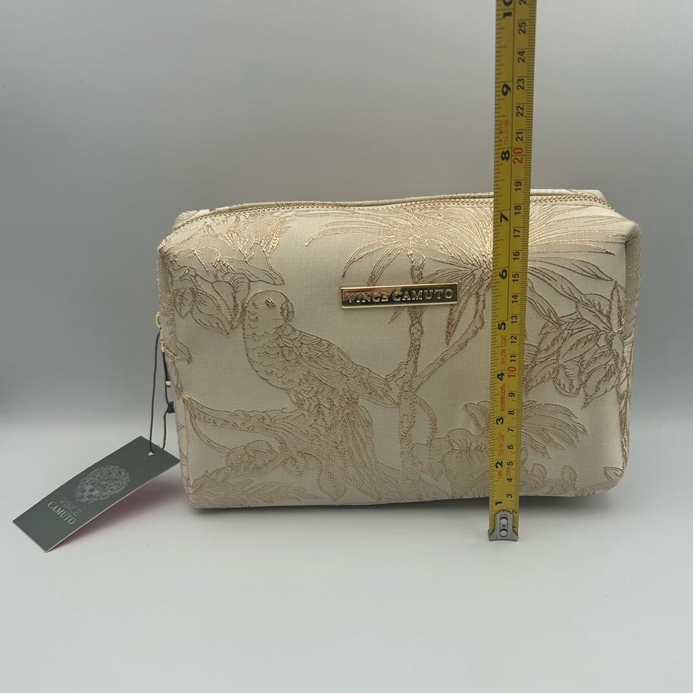 *New* Vince Camuto Cream and Gold Animal and Plant Scene Cosmetic/Travel Bag - Picture 13 of 15